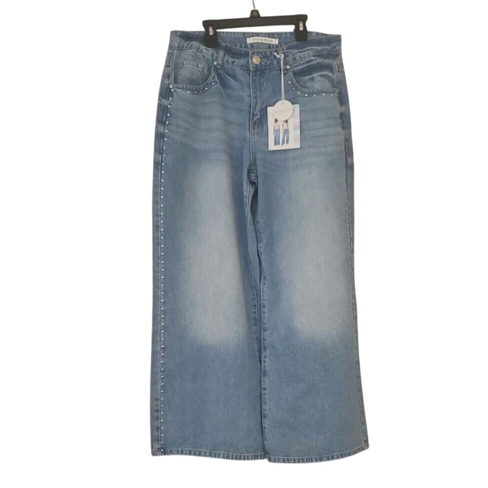 NWT 9th & Main studded wide leg jeans size 12